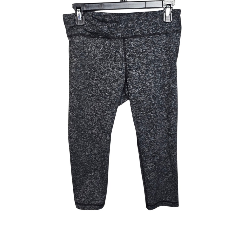 Under Armour‎ Fitted Crop Leggings Womens Medium Gray Black Athletic Workout Gym